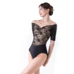 Body da balletto donna in pizzo con spalle scoperte - immagine 4