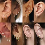 Set di piccoli orecchini a cerchio con zirconi placcati oro 14k