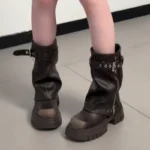 Stivaletti donna platform vintage con suola spessa - immagine 2