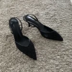 Sandali mesh con tacco a spillo e perline donna - immagine 6