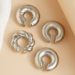 Set 4 orecchini a clip a C spessi senza piercing - immagine 3