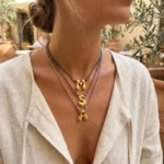 Collana iniziale boho oro con cordino regolabile - immagine 5