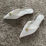 Sandali slingback tacco basso bianco eleganti donna - immagine 4