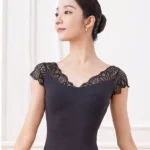 Body da ballo elegante in pizzo nero per donna - immagine 4