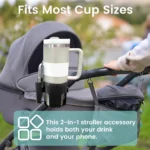 Portabicchieri universale per passeggino e bici con porta telefono - immagine 2