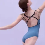 Body da balletto donna ricamato elegante a maniche corte - immagine 2