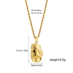 Collana oro con ciondolo irregolare e catena intrecciata - immagine 6