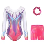 Body da ginnastica bambina con pantaloncini e fascia 6-12 anni - immagine 6
