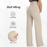 Pantaloni premaman donna a gamba larga vita alta - immagine 3