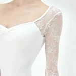 Body da balletto donna in pizzo patchwork a maniche lunghe - immagine 4