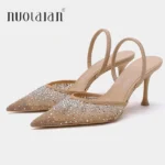Sandali estivi donna con strass e tacco alto eleganti