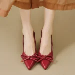 Sandali donna eleganti con tacco alto e nodo a farfalla - immagine 4