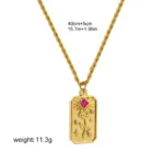 Collana tarocchi vintage in acciaio dorato con ciondolo - immagine 6