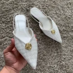 Sandali slingback tacco basso bianco eleganti donna - immagine 5