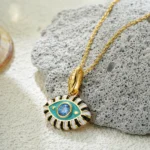 Collana malocchio smaltato con ciondolo occhi di cristallo - immagine 4