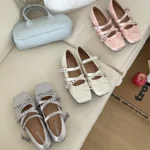 Scarpe Mary Jane estive da donna con nodo e suola morbida