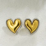 Orecchini cuore bicolore donna in acciaio inox - immagine 5