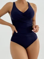Costume intero donna taglie forti con incrocio e push up - immagine 6