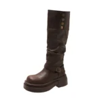 Stivali alti al ginocchio con tacco platform donna - immagine 6