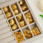 Orecchini pendenti cuore rotondo in acciaio oro 18K