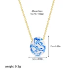 Collana donna ovale con smalto fiore bianco e blu - immagine 5