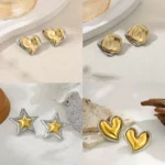 Orecchini cuore bicolore donna in acciaio inox