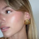 Orecchini nodo multistrato in acciaio 316L oro 18K - immagine 6