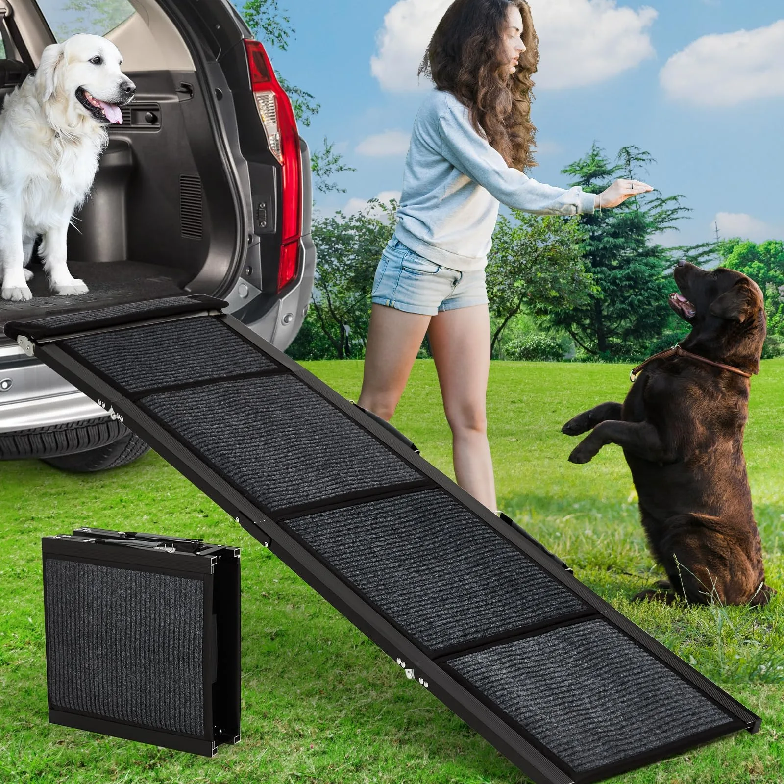 kf-Sc0b39fe78ec74e3cafc76118f2ce384e1 Rampa pieghevole per cani in alluminio per auto e SUV - immagine 1