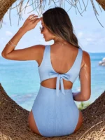 Costume premaman intero tinta unita con dettaglio cut-out - immagine 6