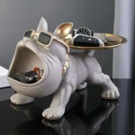 Statua bulldog in resina 30 cm con vano portaoggetti - immagine 2