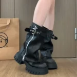 Stivaletti donna platform vintage con suola spessa - immagine 5