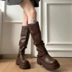 Stivali alti al ginocchio con tacco platform donna