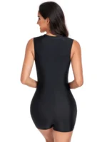 Costume da bagno sportivo intero nero con zip donna - immagine 3