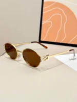 Occhiali da sole donna ovali retrò in metallo UV400 - immagine 4