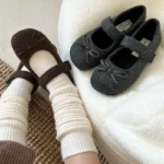 Scarpe basse donna in lana con interno caldo in pelliccia