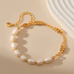 Bracciale donna con perle d’acqua dolce e catena oro - immagine 5