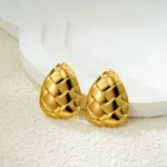 Orecchini vintage oro a cuore e pera in acciaio inox - immagine 3