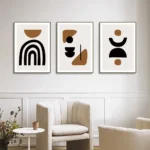 Poster astratto geometrico vintage marrone e nero