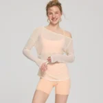 Maglia trasparente danza donna a maniche lunghe