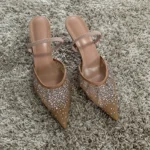 Sandali estivi donna con strass e tacco alto eleganti - immagine 3