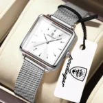 Orologio da donna elegante in acciaio con quadrante quadrato - immagine 2