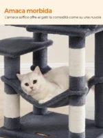 Albero tiragraffi per gatti 112 cm con cuccia e amaca - immagine 5