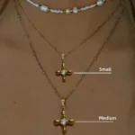 Collana unisex con croce spessa in acciaio inox oro 18K