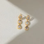 Orecchini pendenti a goccia a tre strati placcati oro 18K - immagine 5