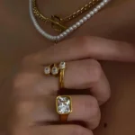 Anello fidanzamento oro 18K impermeabile con zircone - immagine 2