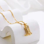 Collana cowboy cowgirl con stivale western placcato oro - immagine 3