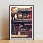 Poster giapponese vintage con fiore di ciliegio e tempio - immagine 3