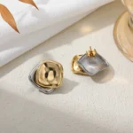 Orecchini cuore bicolore donna in acciaio inox - immagine 3
