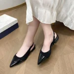 Sandali donna punta chiusa con tacco basso eleganti - immagine 3