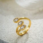 Anello regolabile dorato a tre strati con cristalli - immagine 6